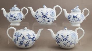 Appraisal: Group of Five Meissen Porcelain Tea and Coffee Pot Group