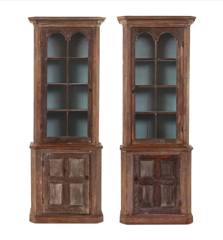 Appraisal: A Pair of Continental Limed Wood Cabinets A Pair of