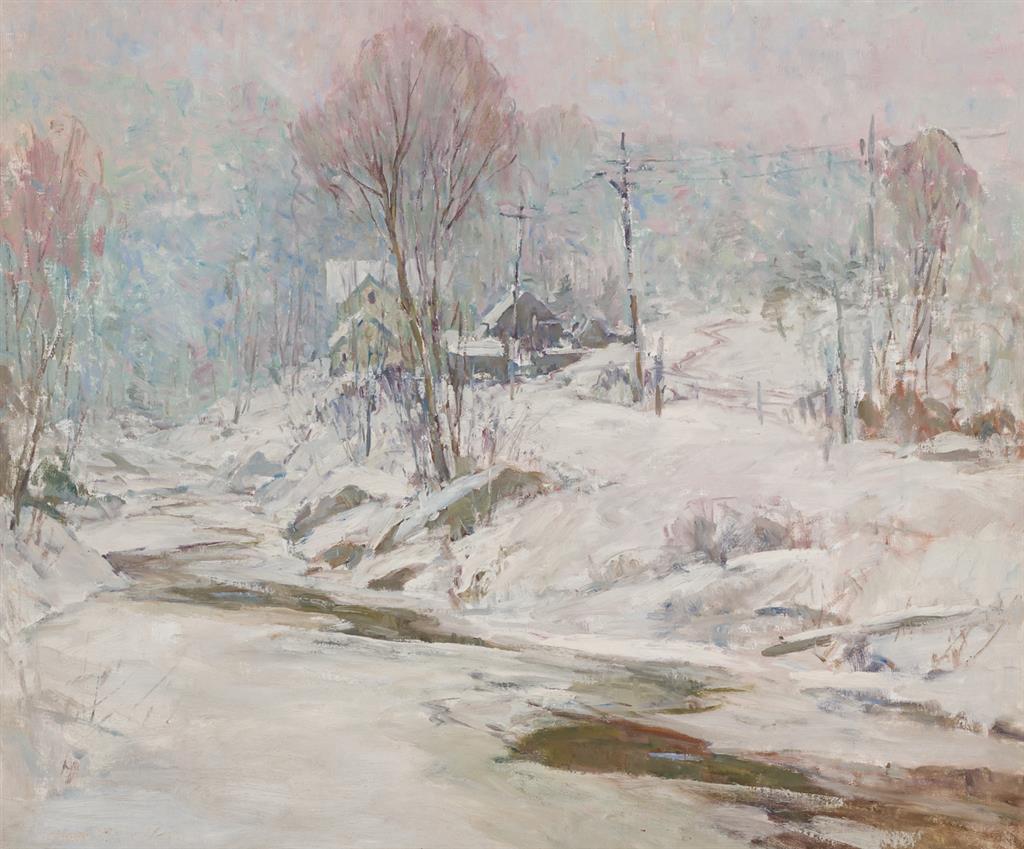 Appraisal: AMERICAN SCHOOL th Century Snow Scene oil on canvas unsigned