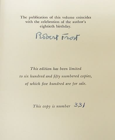 Appraisal: Book titled Aforesaid autographed by poet Robert Frost - Famed