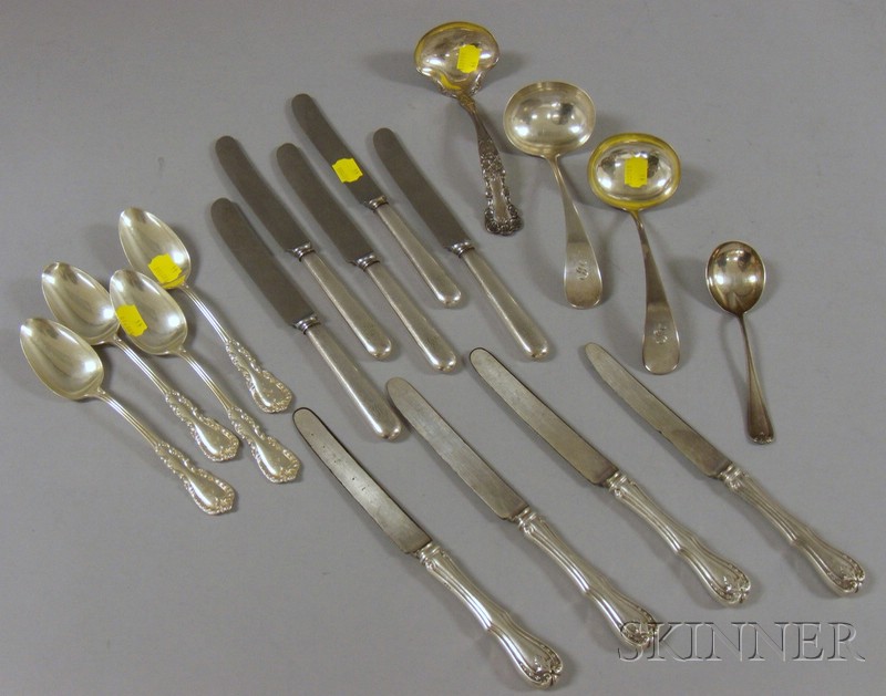 Appraisal: Seventeen Pieces of Sterling and Silver Plated Assorted Flatware including