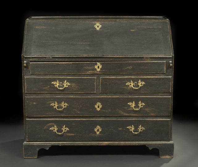 Appraisal: George III Polychromed Oak Bureau early th century and later