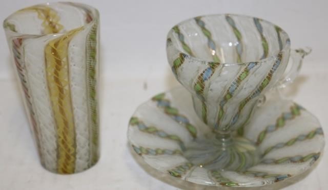 Appraisal: LOT INCLUDING RARE NICOLAS LUTZ CUP AND SAUCER CUP DIAMETER