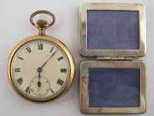 Appraisal: A gold plated open face pocket watch together with a