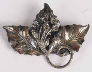 Appraisal: Silver Brooch leaf and flower design oxidized finish stamped Sterling