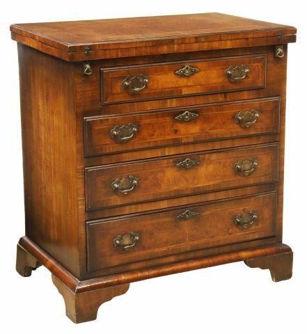 Appraisal: English Georgian style walnut chest of drawers th c rectangular