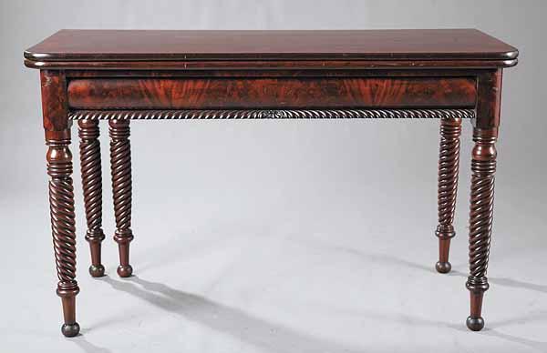 Appraisal: An American Classical Carved Mahogany Table c the rectangular fold-over