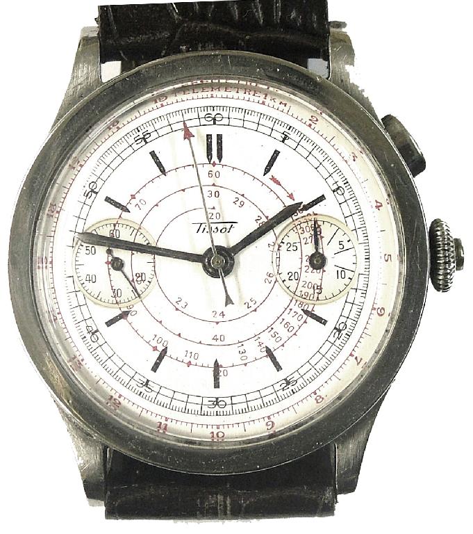 Appraisal: Tissot 's chronograph single button stainless steel gentleman's wristwatch mm