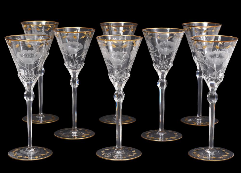 Appraisal: MOSER 'PAULA' HAND CUT CRYSTAL WATER GOBLETSDesigned in antique Moser