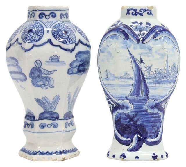 Appraisal: lot of Delft blue and white tin-glazed earthenware vases th