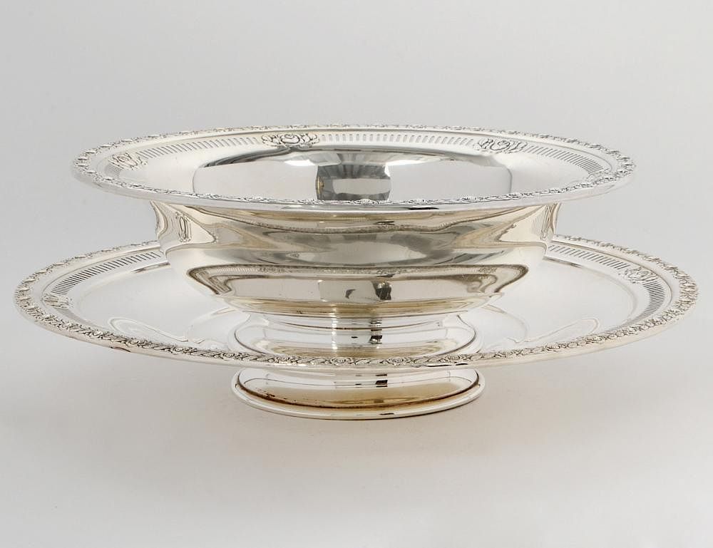 Appraisal: STELRING SILVER BOWL AND UNDERPLATE American th Century Made by