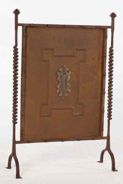 Appraisal: Arts and Crafts Copper and Iron Fire Screennice twisted wrought