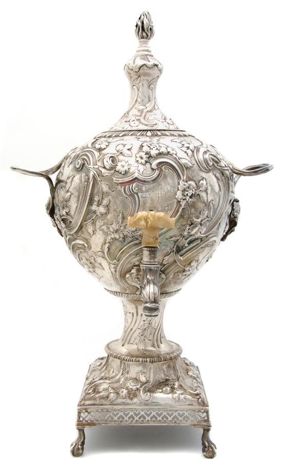 Appraisal: George II Silver Kettle on Stand David Whyte and William