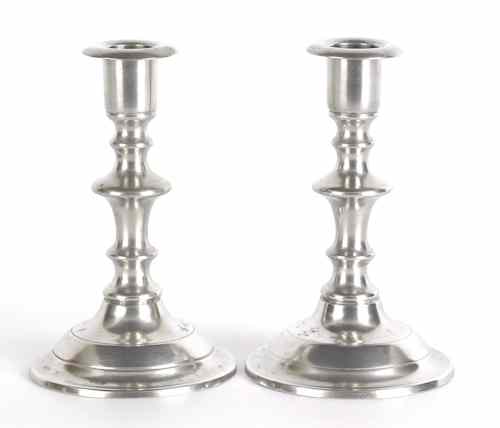 Appraisal: Pair of Westbrook Maine pewter candlesticks ca bearing the touch