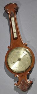 Appraisal: Large English Carved Mahogany Banjo Barometer t Large English Carved