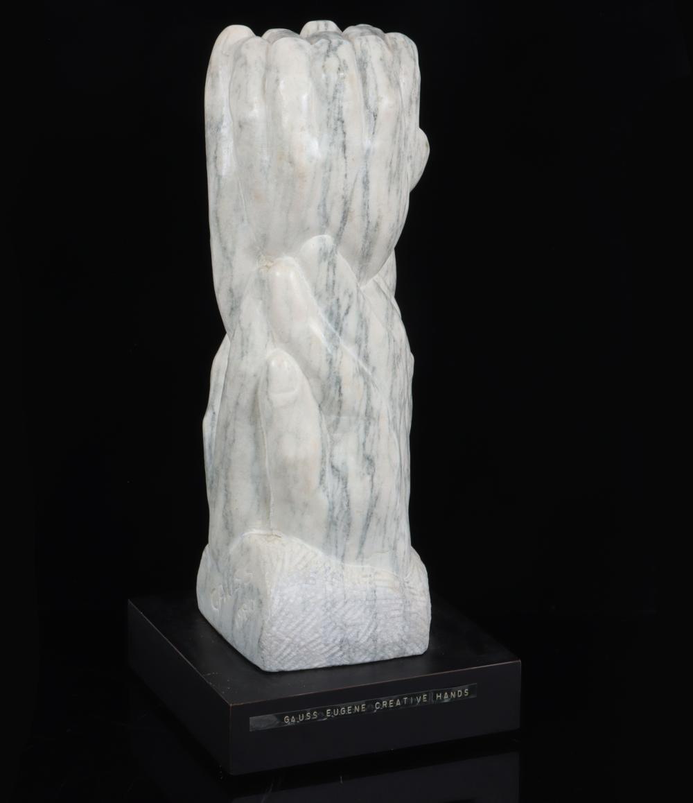 Appraisal: Eugene Gauss New Jersey - Creative Hands marble sculpture signed