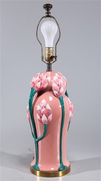 Appraisal: Single-bulb lamp with pink glazed ceramic body as-is condition not