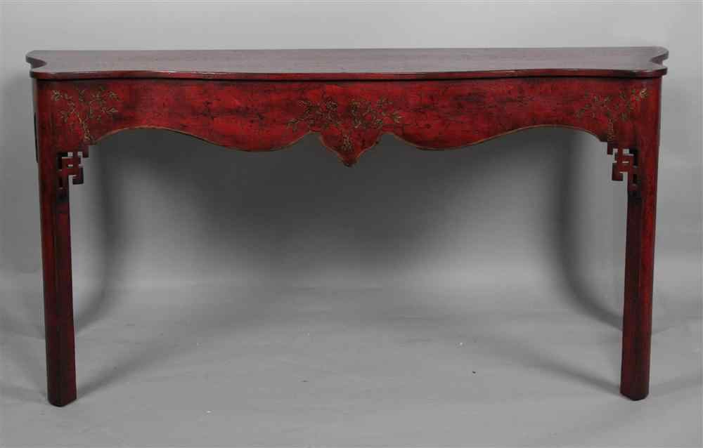 Appraisal: CHINESE STYLE FAUX PAINTED SOFA TABLE h w d in