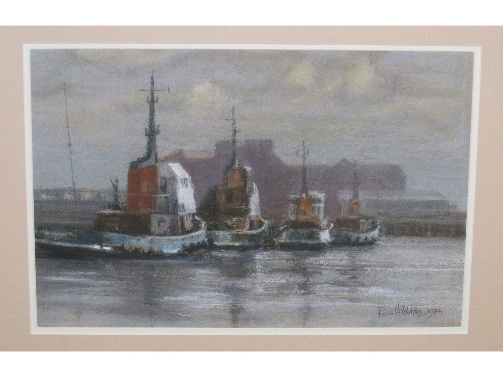 Appraisal: ROSS HICKLING Pastel 'Tugs at North Shields' signed and dated