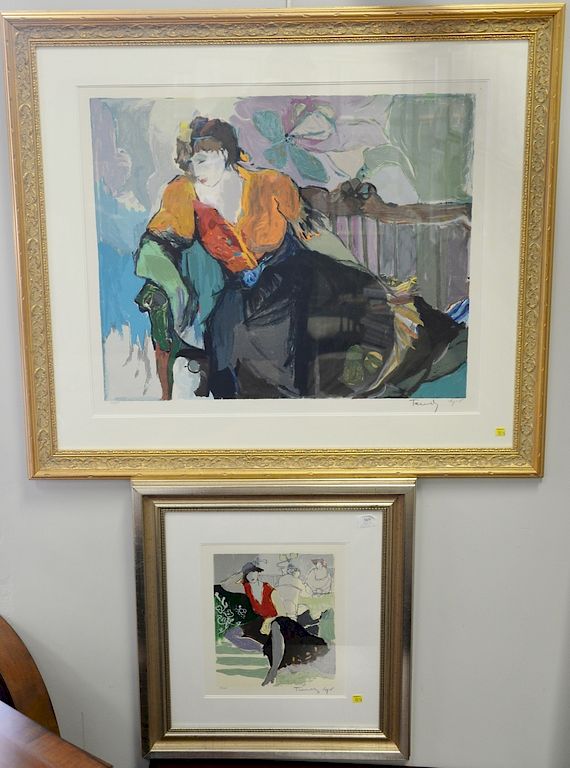 Appraisal: Two Itzchak Tarkay serigraph lithograph Lady in Armchair x and