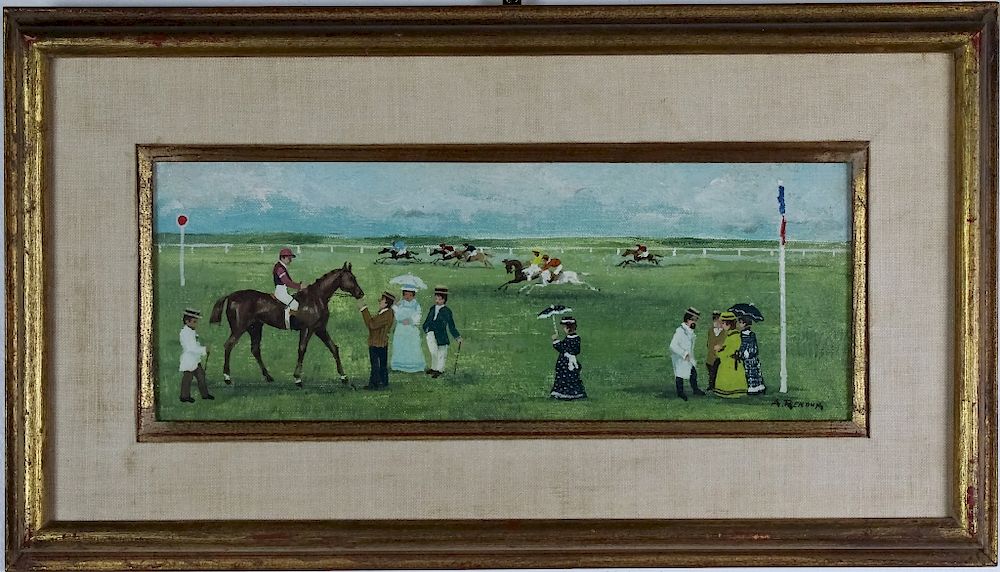 Appraisal: Andre Renoux - French Horse Race Painting Guaranteed Authentic Signed