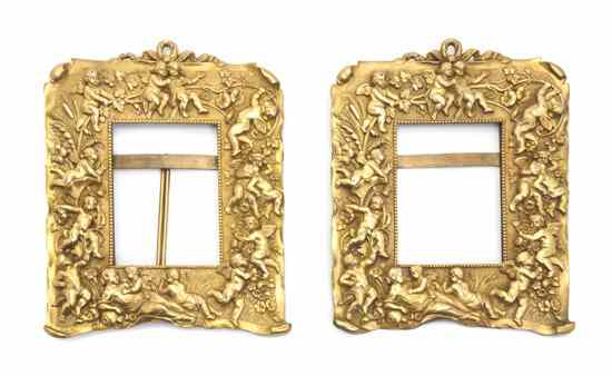 Appraisal: A Pair of French Gilt Bronze Frames each cast with