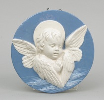 Appraisal: A Porcelain Angel Plaque Holland ca th Century A charming