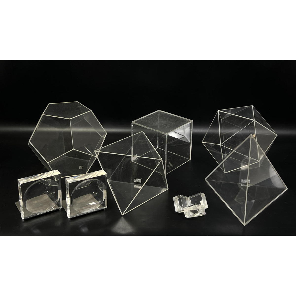 Appraisal: pc Collection Lucite and Acrylic Sculptural Forms One marked WELCH