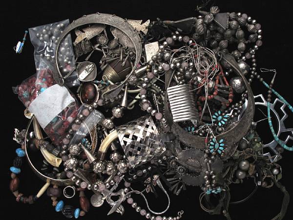 Appraisal: A miscellaneous collection of coral turquoise silver and metal jewelry