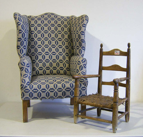 Appraisal: Chippendale style child's easy chair together with a child's ladderback