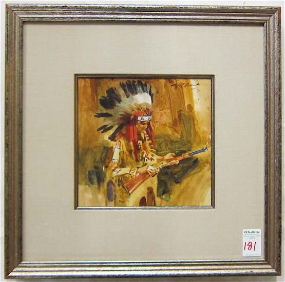 Appraisal: WILLIAM FOSTER REESE WATERCOLOR ON PAPER Washington - Indian Chief