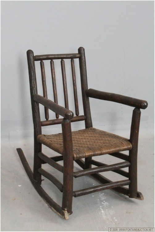 Appraisal: SIGNED OLD HICKORY ARMCHAIR ROCKER W x H x D