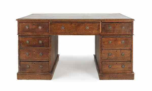 Appraisal: Regency oak partner's desk early th c h w d