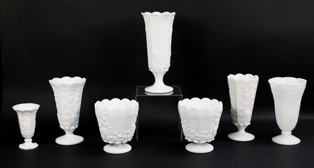 Appraisal: MILK GLASS VASES milk glass vases including Westmoreland with grape