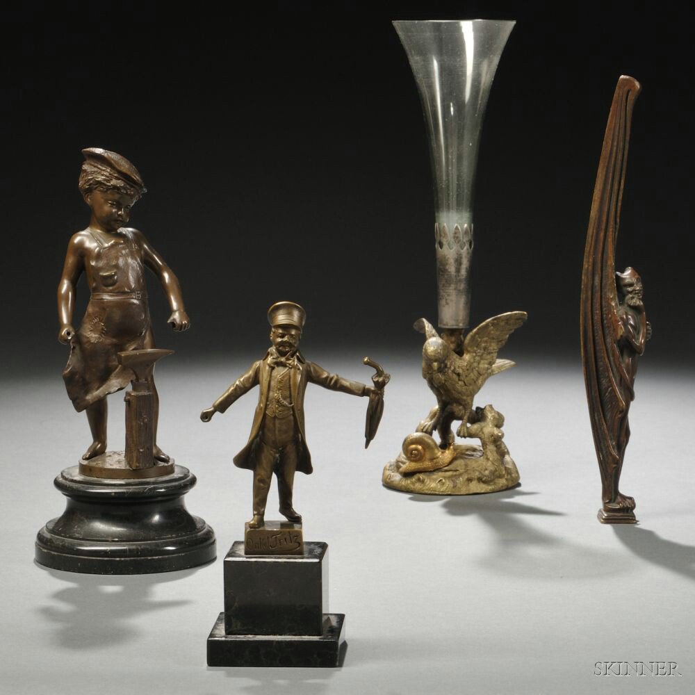 Appraisal: Four Bronze Figures an early th century titled depiction of