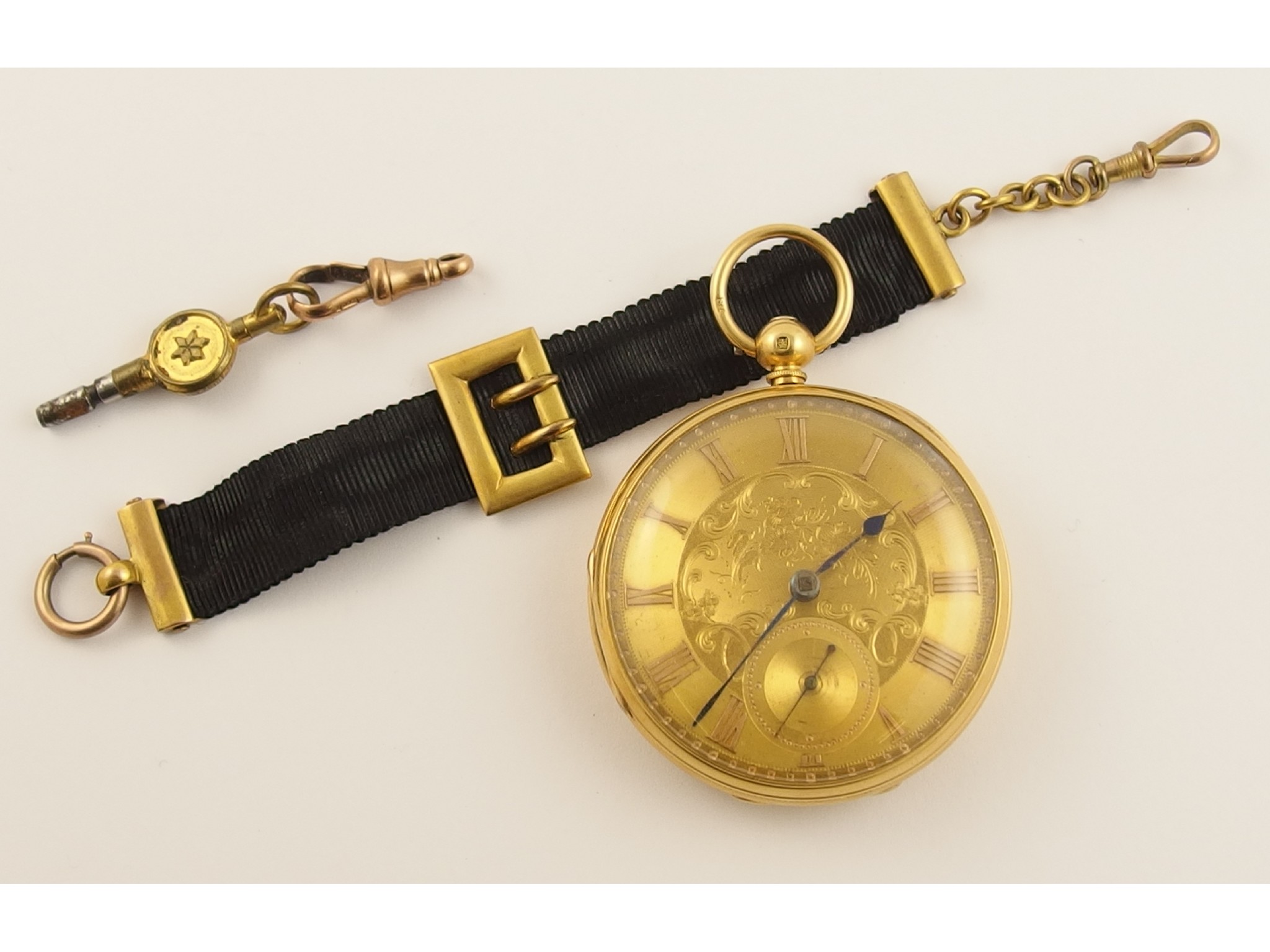 Appraisal: An ct open face pocket watchwith gold coloured dial with