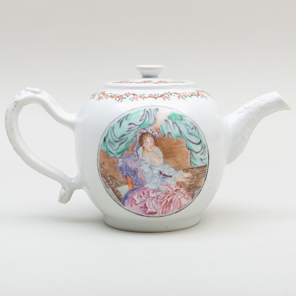 Appraisal: Chinese Export Famille Rose Porcelain Teapot and Cover Decorated for