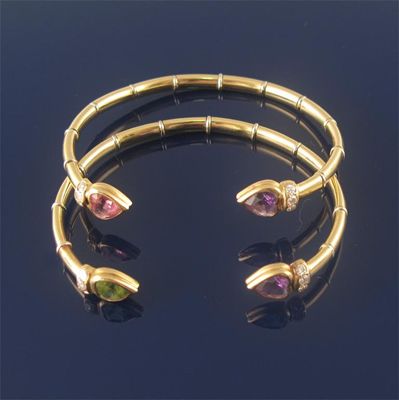 Appraisal: A pair of amethyst peridot and tourmaline set ct gold