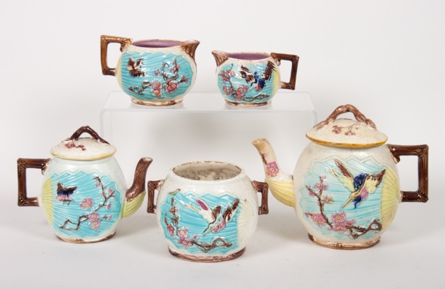 Appraisal: Fielding five-piece majolica tea and coffee set fourth quarter- th