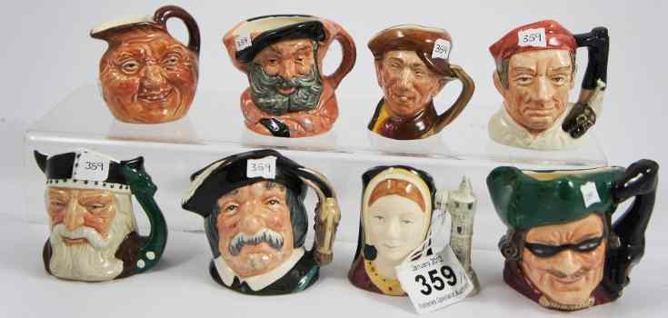 Appraisal: A collection of Royal Doulton Miniature Character Jugs comprising Catherine