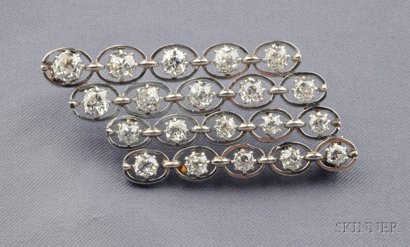 Appraisal: Platinum and Diamond Brooch designed as a plaque of twenty