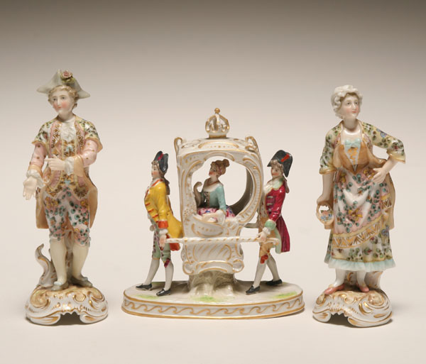 Appraisal: Sitzendorf and Rudolstadt German porcelain figures pcs Voigt Bros well