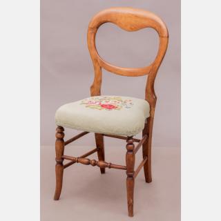 Appraisal: A Victorian Walnut Side Chair with Needlework Seat th Century