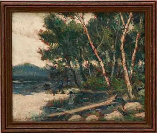 Appraisal: William Mark Fisher Massachusetts British - LANDSCAPE WITH POND oil