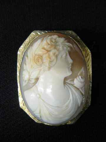 Appraisal: Cameo Pin or Pendant k yellow gold carved shell portrait