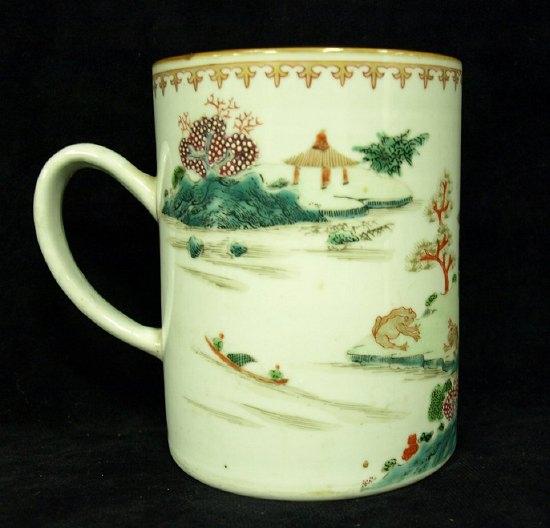 Appraisal: A Quianlong famille rose mug of cylindrical shape decorated frogs