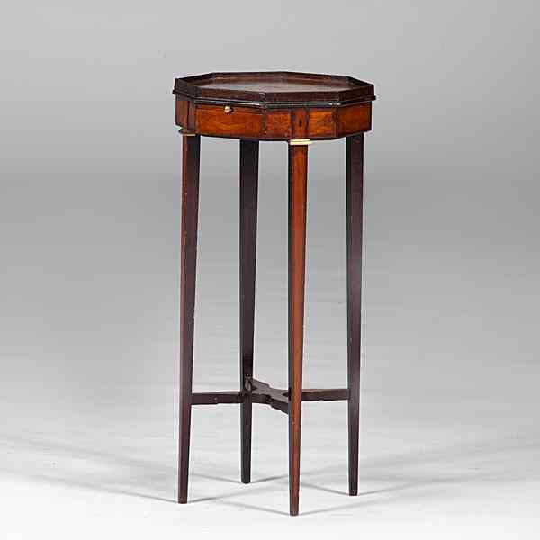 Appraisal: Continental Mahogany Inlaid Stand Continental th century A mahogany inlaid