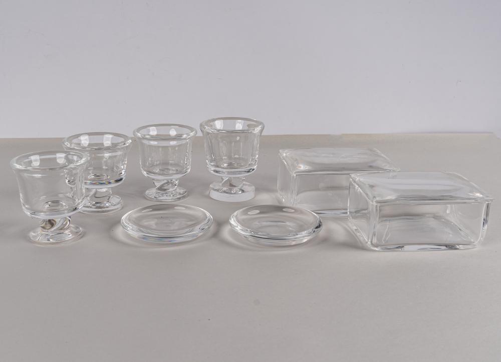 Appraisal: STEUBEN GLASS SMOKE SETsigned one ashtray unmarked comprising two cigarette