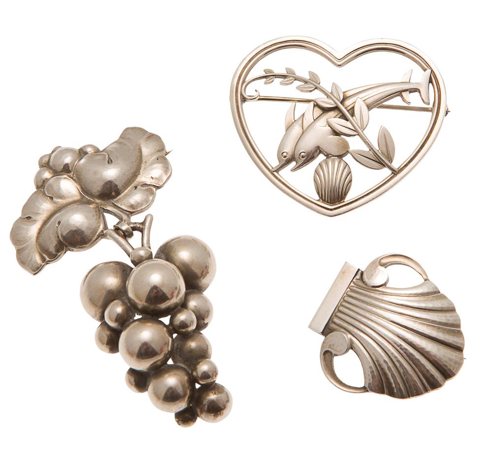 Appraisal: GEORG JENSEN - A group of three silver brooches the