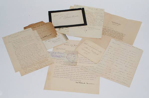 Appraisal: AUTOGRAPHS A group of autographs and letters signed including ALMA-TADEMA